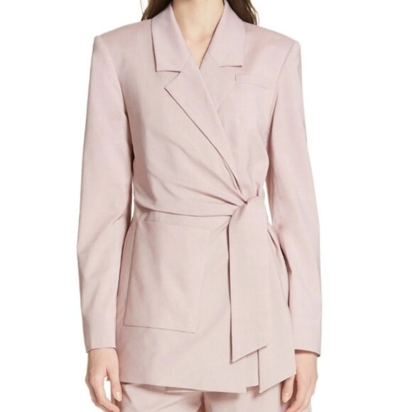 Tibi Soft Pink Cross Dye Wool Wrap Jacket Size 8 - Picture 1 of 12